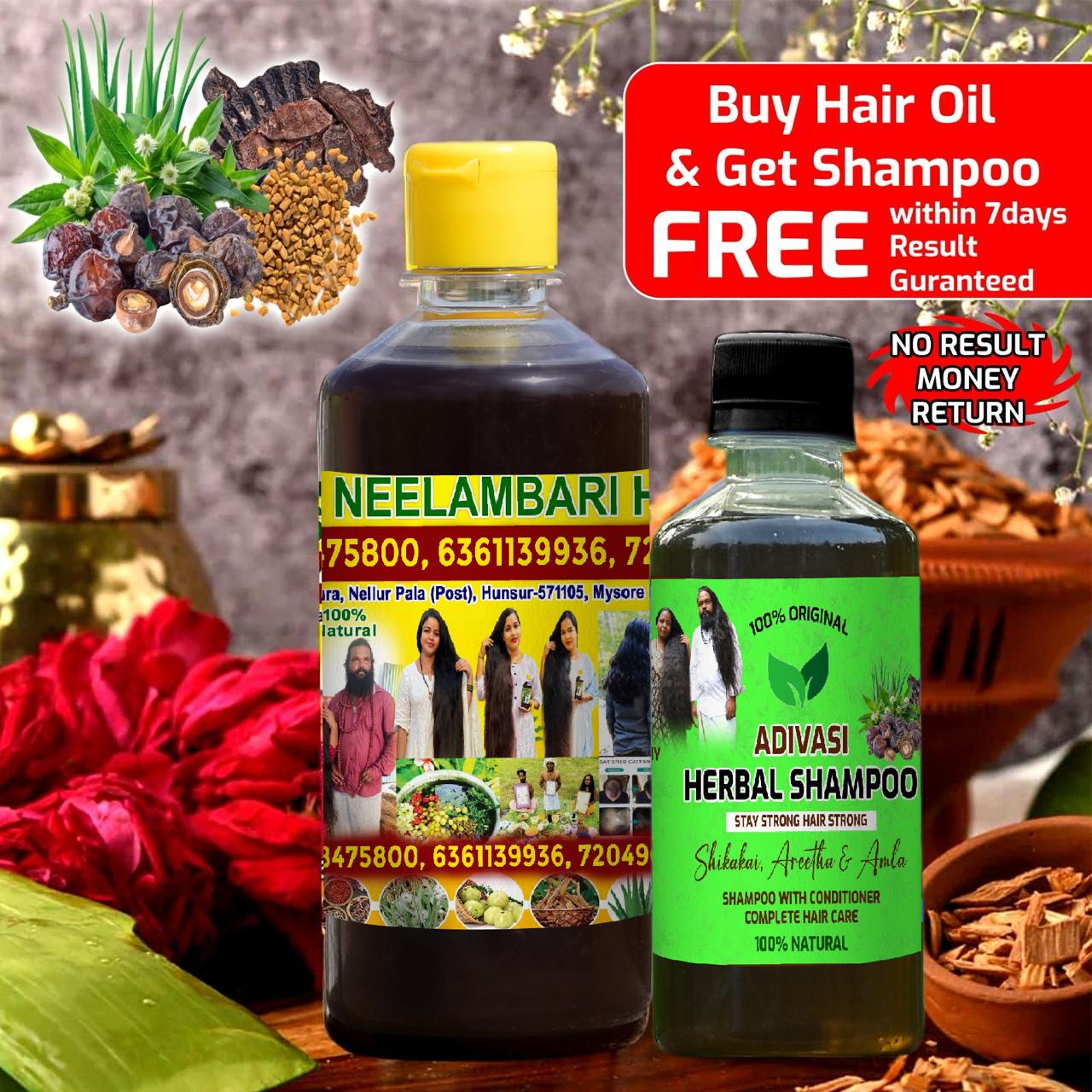 Adivasi Herbal Hair Oil + Shampoo FREE