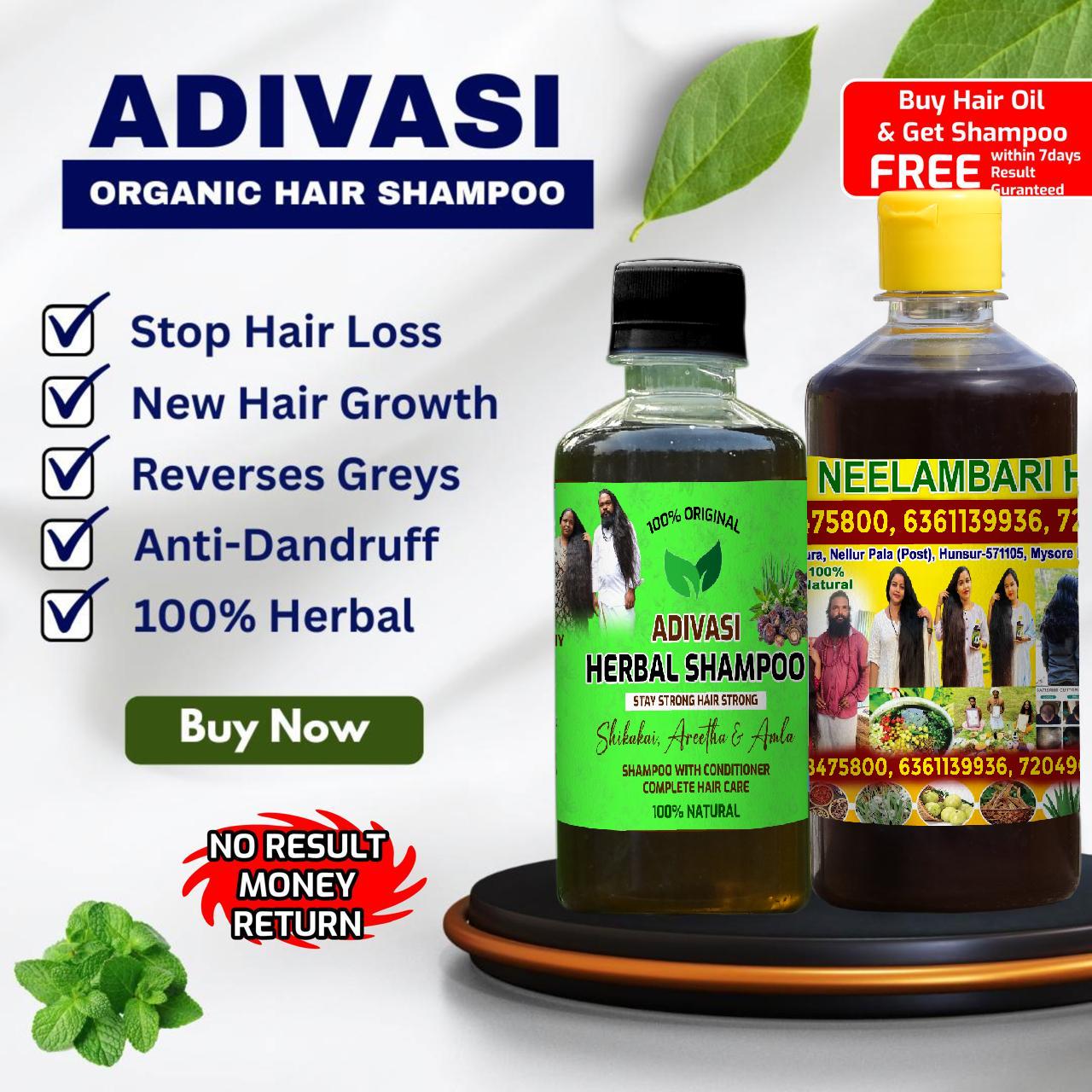 Adivasi Herbal Hair Oil + Shampoo FREE